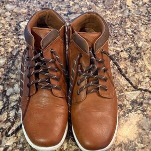 Men's Brown Leather High-Top Shoes
